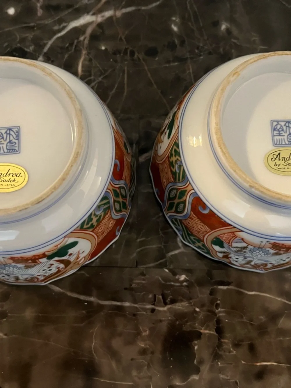 Vintage Andrea by Sadek Porcelain Footed Bowls Set of 2